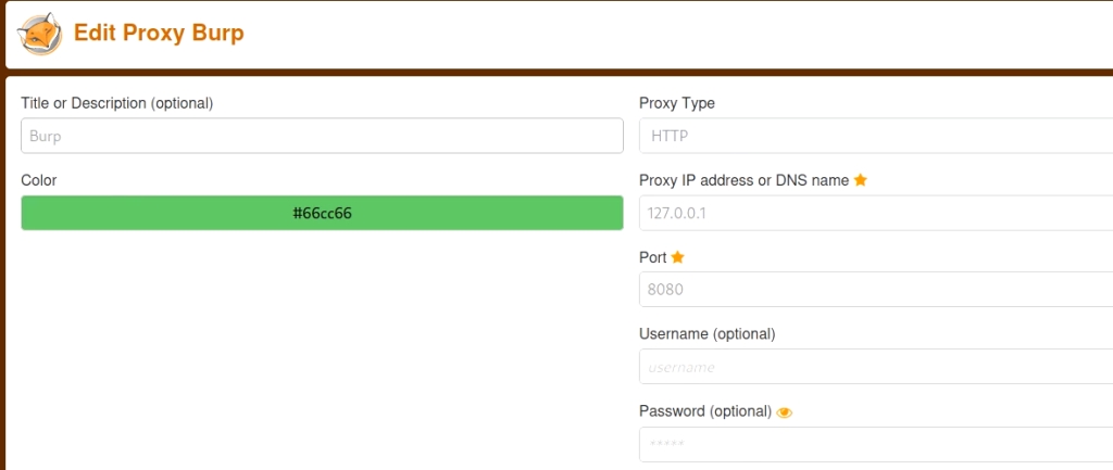 foxy proxy burp settings